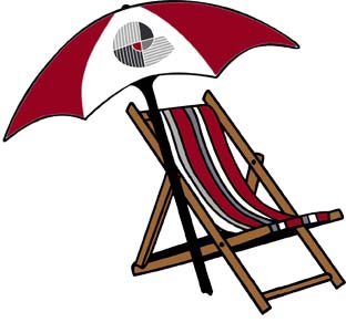 beach umbrella with Polinamic logo